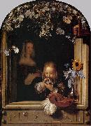 Frans van Mieris Boy Blowing Bubbles. oil on canvas